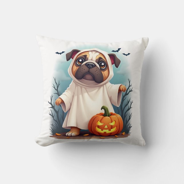 Ghost Bulldog Boo Cushion (Front)