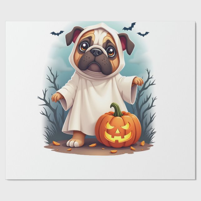 Ghost Bulldog Boo Wrapping Paper (Flat)