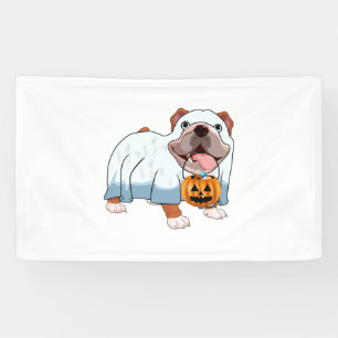 Ghost Bulldog Halloween Dog Banner