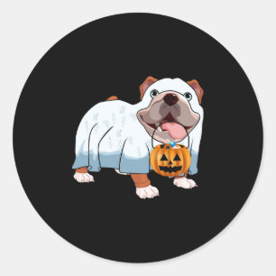 Ghost Bulldog Halloween Dog Classic Round Sticker