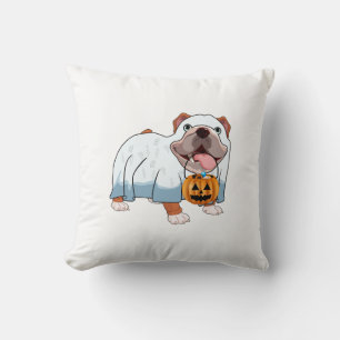 Ghost Bulldog Halloween Dog Cushion