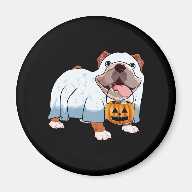 Ghost Bulldog Halloween Dog Magnet (Front)