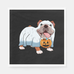 Ghost Bulldog Halloween Dog Napkin