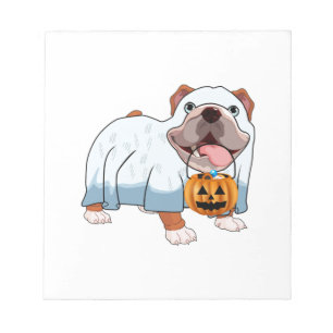 Ghost Bulldog Halloween Dog Notepad