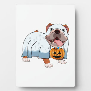Ghost Bulldog Halloween Dog Plaque
