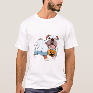 Ghost Bulldog Halloween Dog T-Shirt