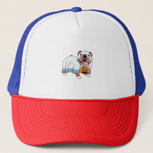 Ghost Bulldog Halloween Dog Trucker Hat