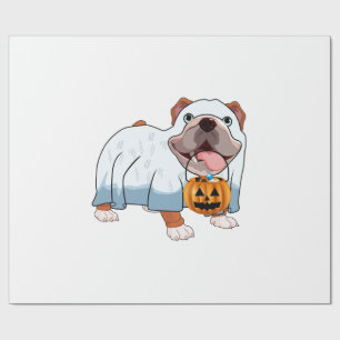 Ghost Bulldog Halloween Dog Wrapping Paper