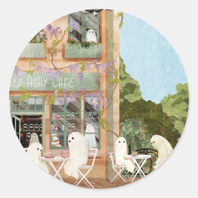 Ghost Cafe Classic Round Sticker (Front)