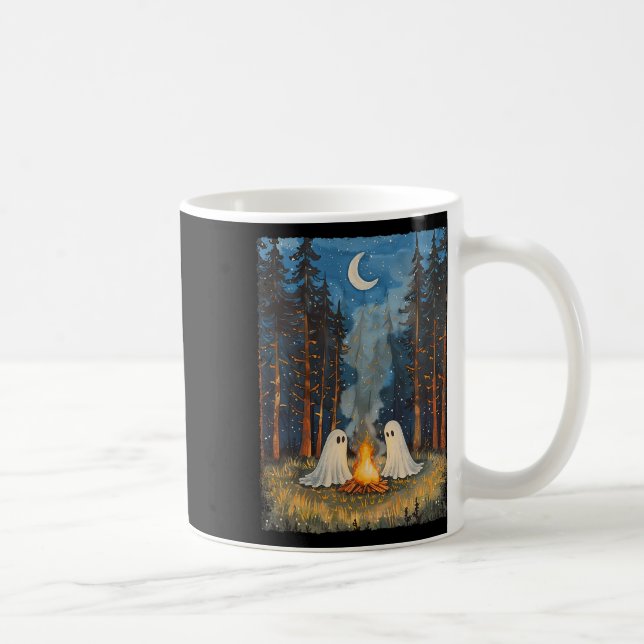 Ghost Campfire Camping Lover Forest Gothic Hallowe Coffee Mug (Right)