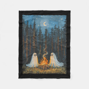 Ghost Campfire Camping Lover Forest Gothic Hallowe Fleece Blanket