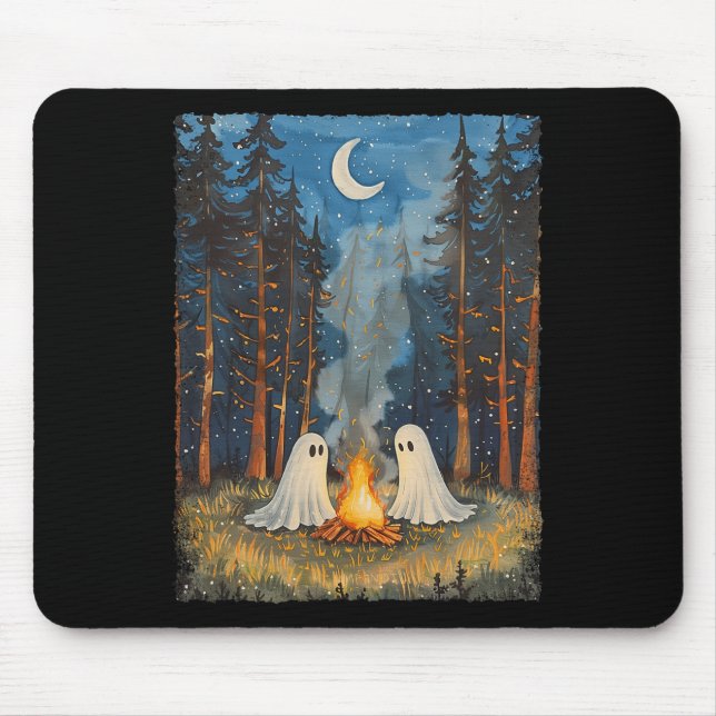 Ghost Campfire Camping Lover Forest Gothic Hallowe Mouse Pad (Front)