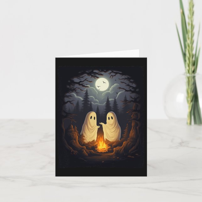 Ghost Camping Campfire Gothic Halloween Men Women  Card (Front)