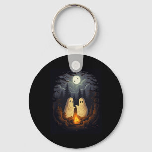 Ghost Camping Campfire Gothic Halloween Men Women Key Ring