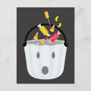 Ghost candy pail postcard