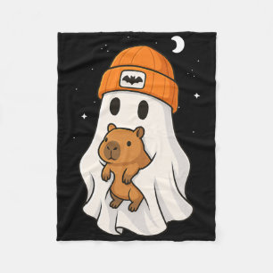 Ghost Capybara Halloween Animal Lover Beenie Hat B Fleece Blanket