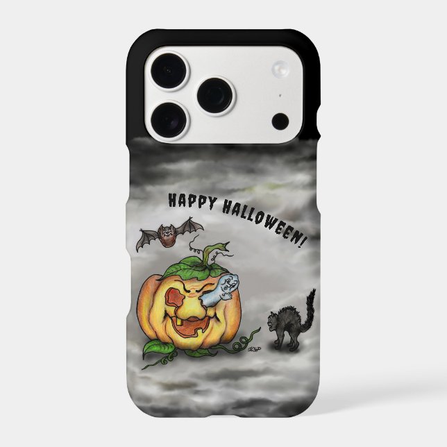 Ghost , Cat , Bat and Pumpkin , Happy Halloween! (Back)