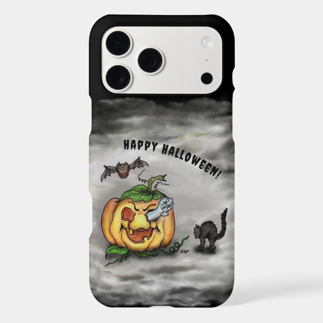Ghost , Cat , Bat and Pumpkin , Happy Halloween! (Back)