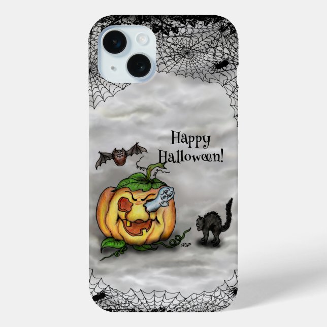 Ghost , Cat , Bat and Pumpkin , Happy Halloween! Case-Mate iPhone Case (Back)