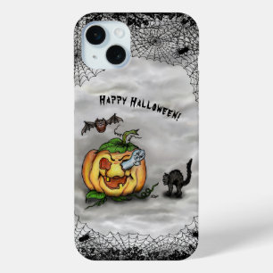 Ghost , Cat , Bat and Pumpkin , Happy Halloween! iPhone 15 Mini Case