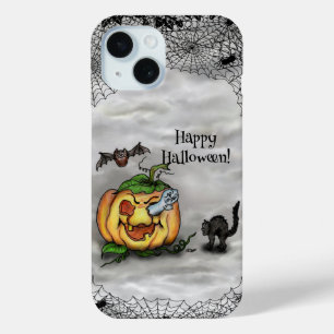 Ghost , Cat , Bat and Pumpkin , Happy Halloween! iPhone 15 Case