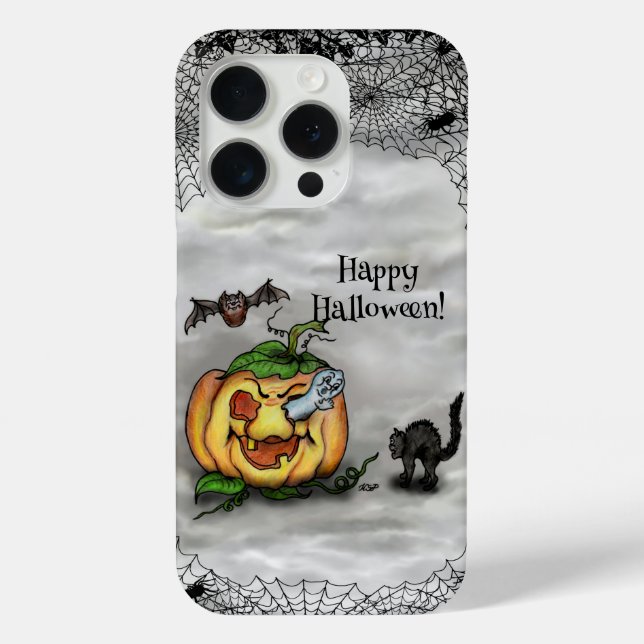Ghost , Cat , Bat and Pumpkin , Happy Halloween! Case-Mate iPhone Case (Back)