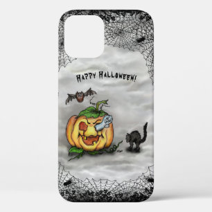 Ghost , Cat , Bat and Pumpkin , Happy Halloween! iPhone 12 Case