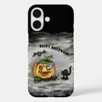 Ghost , Cat , Bat and Pumpkin , Happy Halloween!