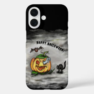 Ghost , Cat , Bat and Pumpkin , Happy Halloween! iPhone 16 Case