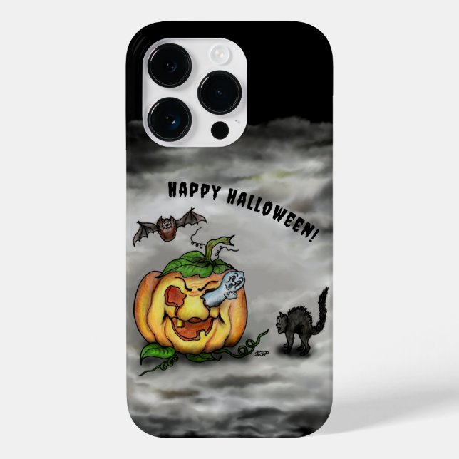 Ghost , Cat , Bat and Pumpkin , Happy Halloween! Case-Mate iPhone Case (Back)