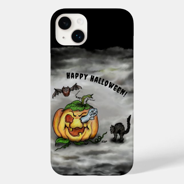 Ghost , Cat , Bat and Pumpkin , Happy Halloween! Case-Mate iPhone Case (Back)