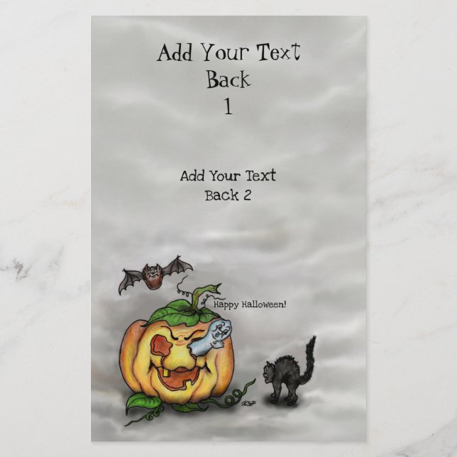 Ghost , Cat , Bat and Pumpkin , Happy Halloween! Flyer (Back)