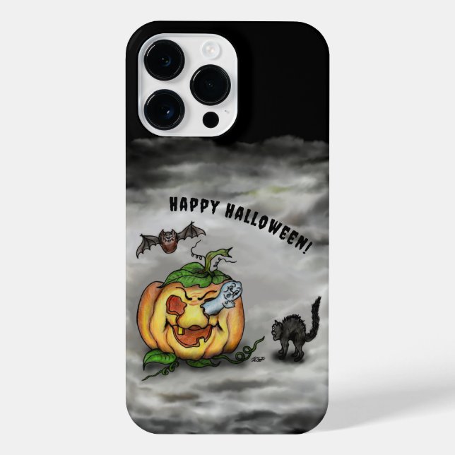 Ghost , Cat , Bat and Pumpkin , Happy Halloween! iPhone Case (Back)