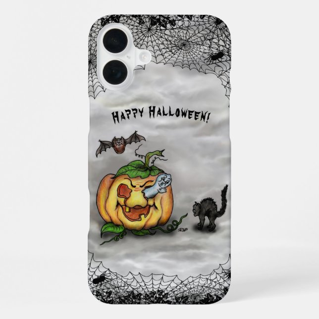 Ghost , Cat , Bat and Pumpkin , Happy Halloween! iPhone Case (Back)