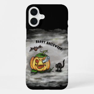 Ghost , Cat , Bat and Pumpkin , Happy Halloween! iPhone 16 Plus Case