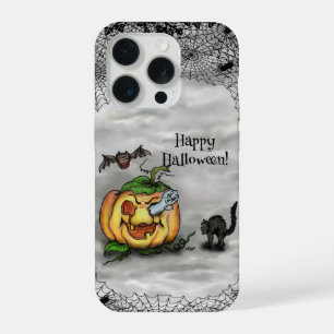 Ghost , Cat , Bat and Pumpkin , Happy Halloween! iPhone 15 Pro Case