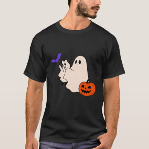 Ghost Cat Bat Pumpkin Halloween Spooky Season Men T-Shirt
