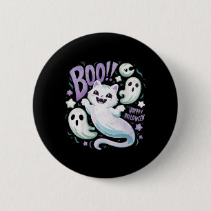 Ghost Cat Boo Kitty Halloween 6 Cm Round Badge