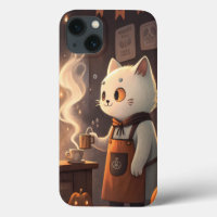 Ghost Cat Café | Whimsical Halloween Art