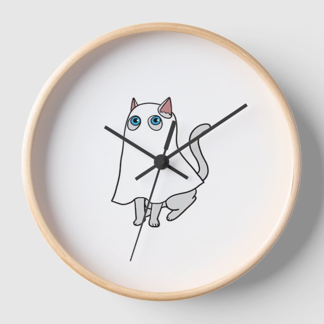 Ghost Cat Classic T-Shirt_1 Clock (Front)
