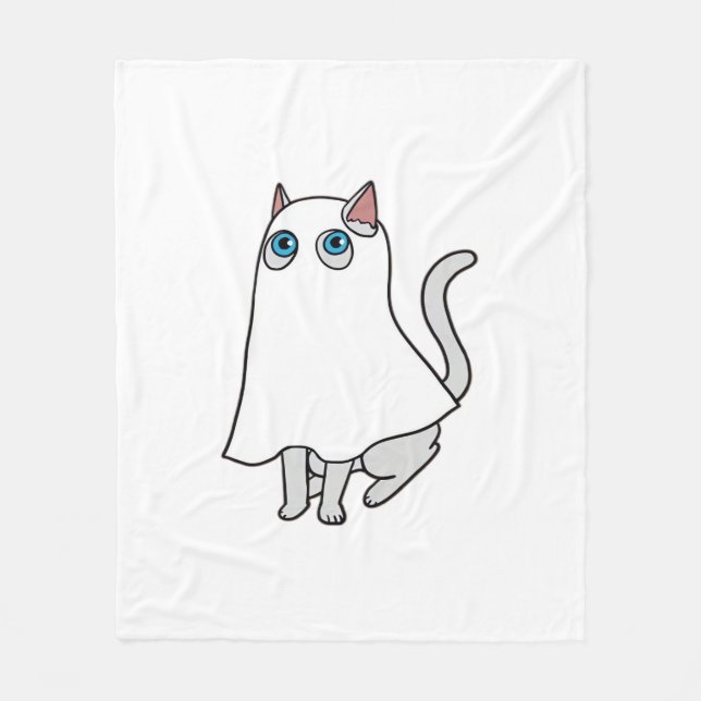 Ghost Cat Classic T-Shirt_2 Fleece Blanket (Front)