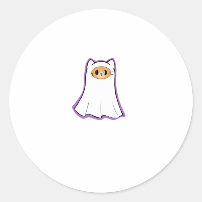 ghost cat Classic T-Shirt_3 Classic Round Sticker (Front)