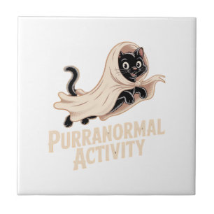 Ghost Cat Classic T-Shirt Ceramic Tile