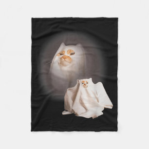 Ghost cat Ghost Kitten Funny cat Meme Halloween Fleece Blanket