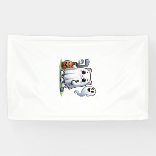 Ghost Cat Golf Pumpkin Halloween. Tank Top Banner