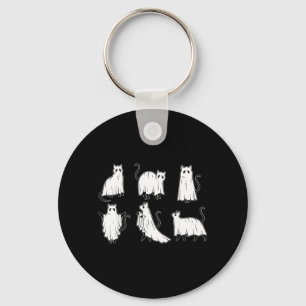 Ghost Cat Halloween Cat Lover Black Cat Spooky Key Ring