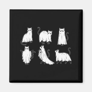 Ghost Cat Halloween Cat Lover Black Cat Spooky Magnet