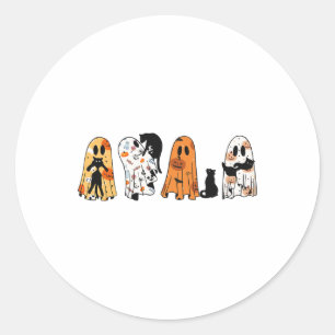 Ghost Cat Halloween Ghost Black Cat Spooky Season Classic Round Sticker