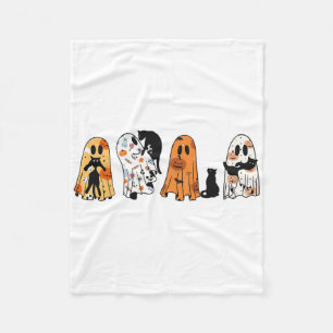Ghost Cat Halloween Ghost Black Cat Spooky Season Fleece Blanket