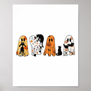 Ghost Cat Halloween Ghost Black Cat Spooky Season Poster